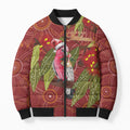 Australia Christmas Indigenous Bomber Puffer Jacket Galah Bird on Eucalyptus