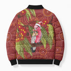 Australia Christmas Indigenous Bomber Puffer Jacket Galah Bird on Eucalyptus
