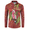 Australia Christmas Indigenous Button Sweatshirt Galah Bird on Eucalyptus