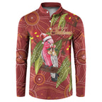 Australia Christmas Indigenous Button Sweatshirt Galah Bird on Eucalyptus