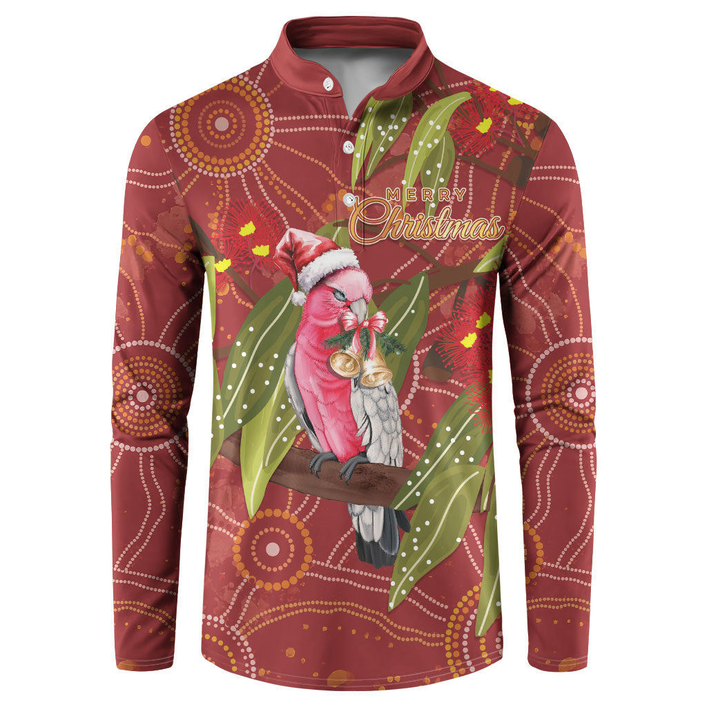 Australia Christmas Indigenous Button Sweatshirt Galah Bird on Eucalyptus
