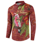 Australia Christmas Indigenous Button Sweatshirt Galah Bird on Eucalyptus