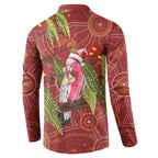 Australia Christmas Indigenous Button Sweatshirt Galah Bird on Eucalyptus