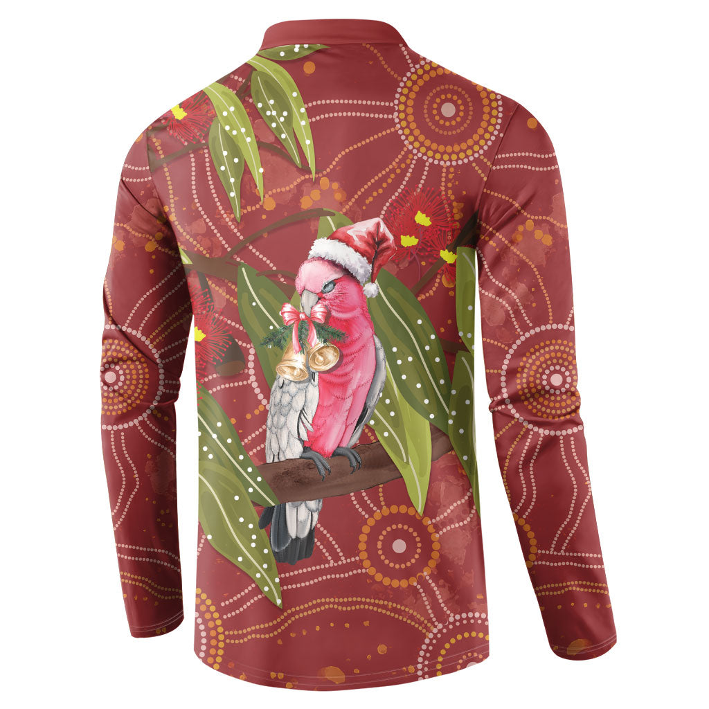 Australia Christmas Indigenous Button Sweatshirt Galah Bird on Eucalyptus