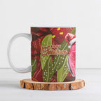 Australia Christmas Indigenous Ceramic Mug Galah Bird on Eucalyptus