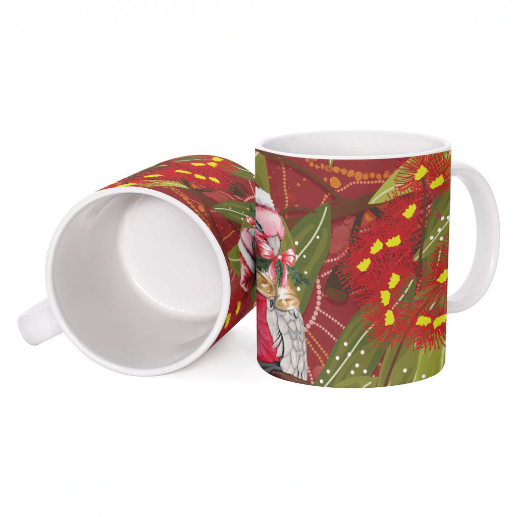 Australia Christmas Indigenous Ceramic Mug Galah Bird on Eucalyptus