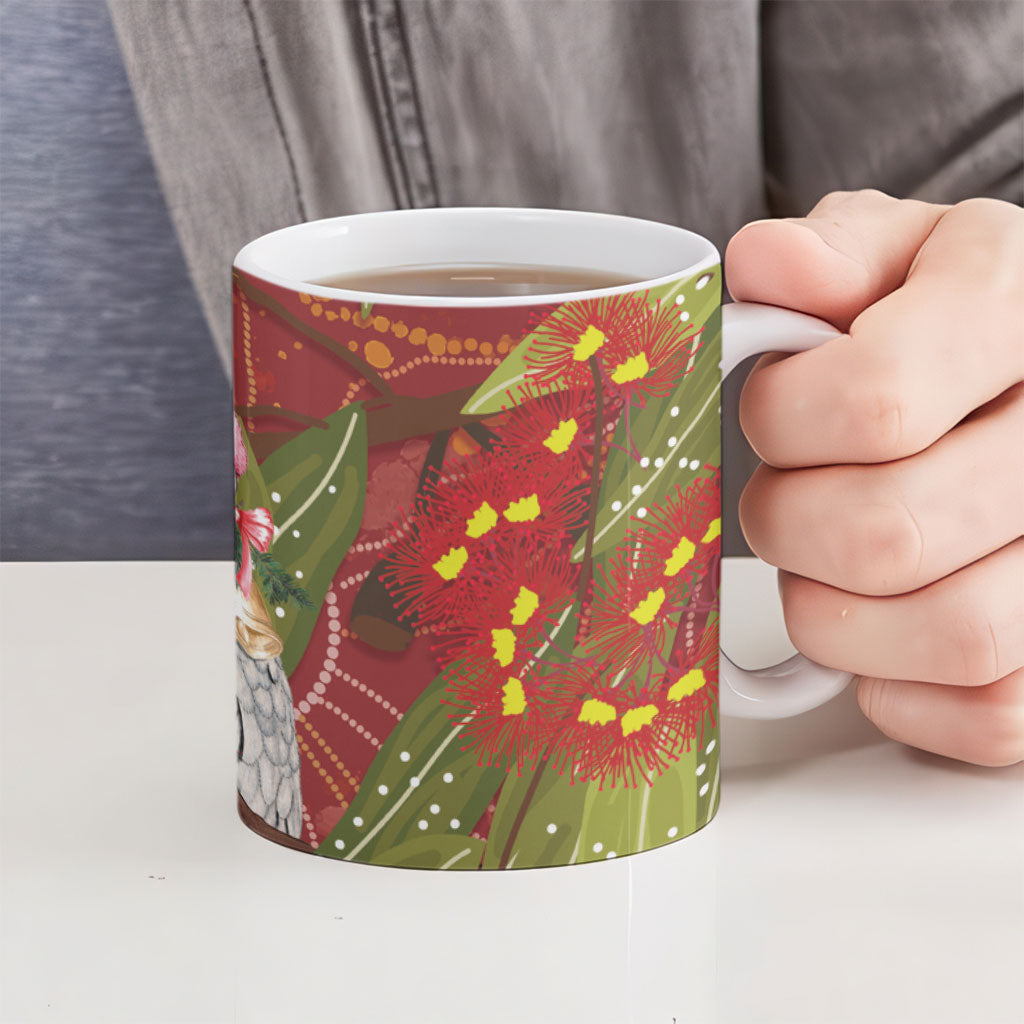Australia Christmas Indigenous Ceramic Mug Galah Bird on Eucalyptus