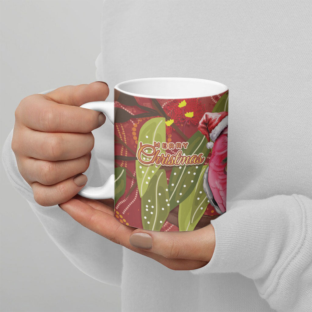 Australia Christmas Indigenous Ceramic Mug Galah Bird on Eucalyptus