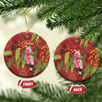 Australia Christmas Indigenous Ceramic Ornament Galah Bird on Eucalyptus