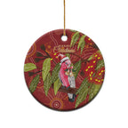 Australia Christmas Indigenous Ceramic Ornament Galah Bird on Eucalyptus