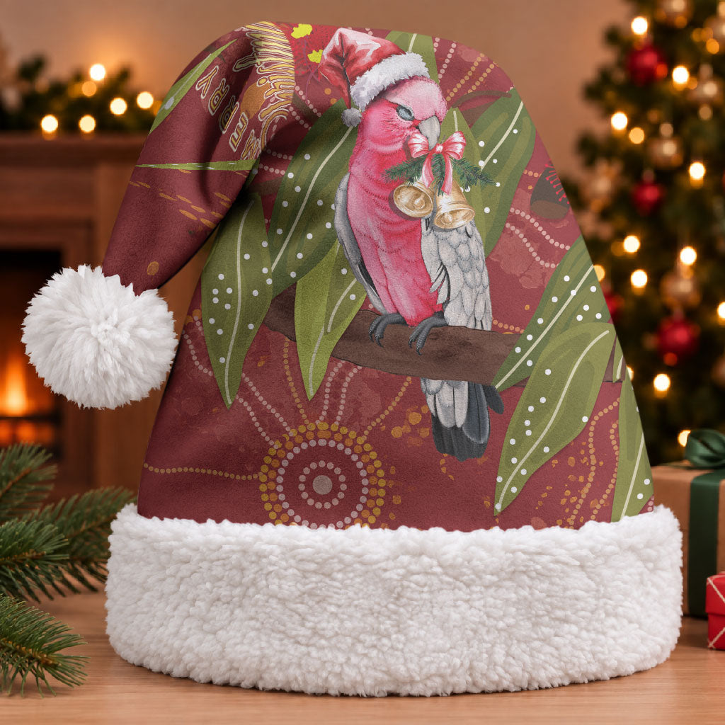 Australia Christmas Indigenous Christmas Santa Hat Galah Bird on Eucalyptus