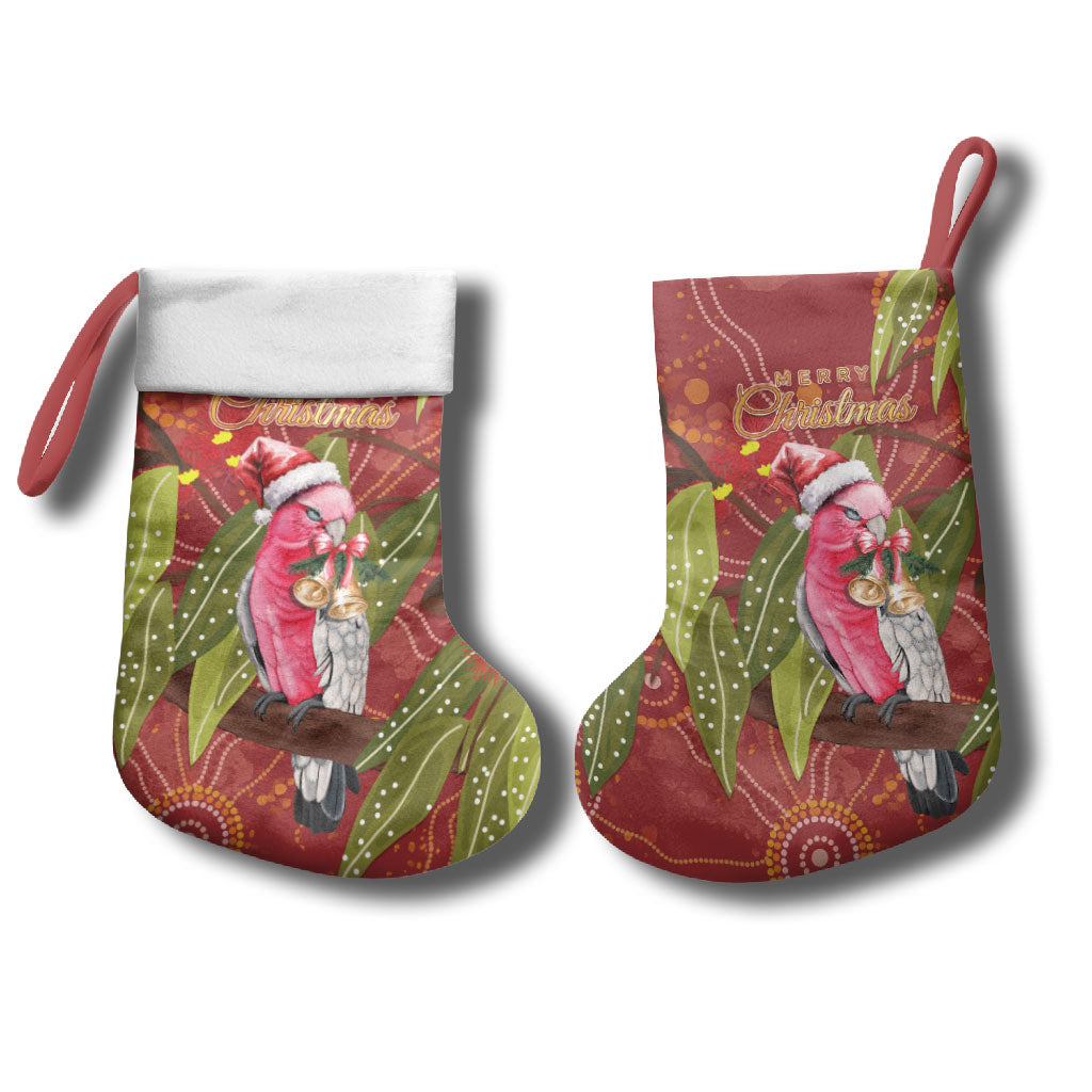 Australia Christmas Indigenous Christmas Stocking Galah Bird on Eucalyptus