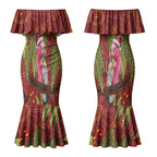 Australia Christmas Indigenous Couples Matching Mermaid Dress and Hawaiian Shirt Galah Bird on Eucalyptus