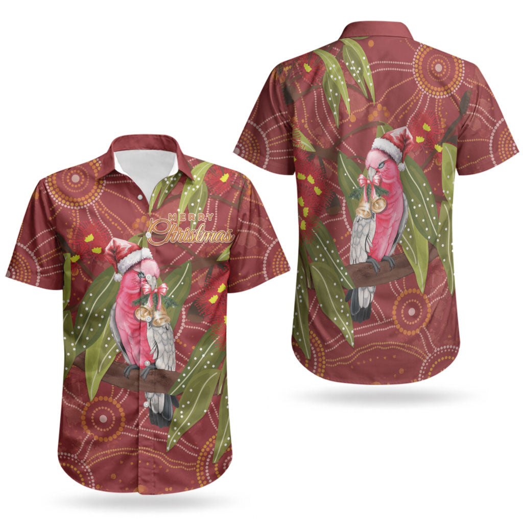Australia Christmas Indigenous Couples Matching Off Shoulder Maxi Dress and Hawaiian Shirt Galah Bird on Eucalyptus