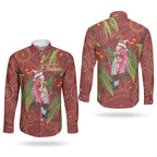 Australia Christmas Indigenous Couples Matching Summer Maxi Dress and Long Sleeve Button Shirt Galah Bird on Eucalyptus