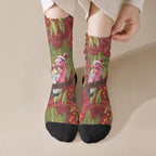 Australia Christmas Indigenous Crew Socks Galah Bird on Eucalyptus