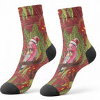 Australia Christmas Indigenous Crew Socks Galah Bird on Eucalyptus