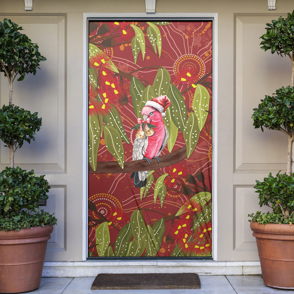 Australia Christmas Indigenous Door Cover Galah Bird on Eucalyptus