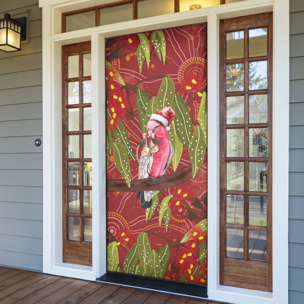 Australia Christmas Indigenous Door Cover Galah Bird on Eucalyptus