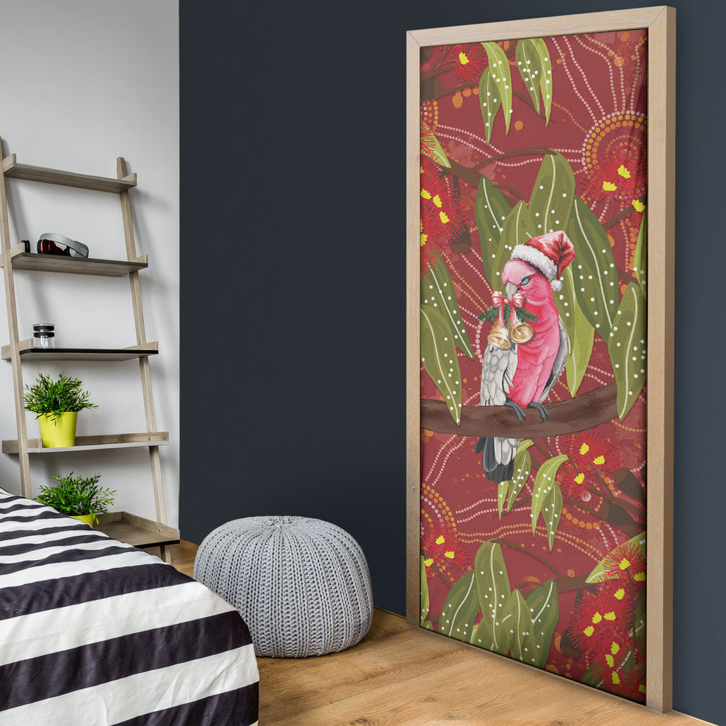 Australia Christmas Indigenous Door Cover Galah Bird on Eucalyptus