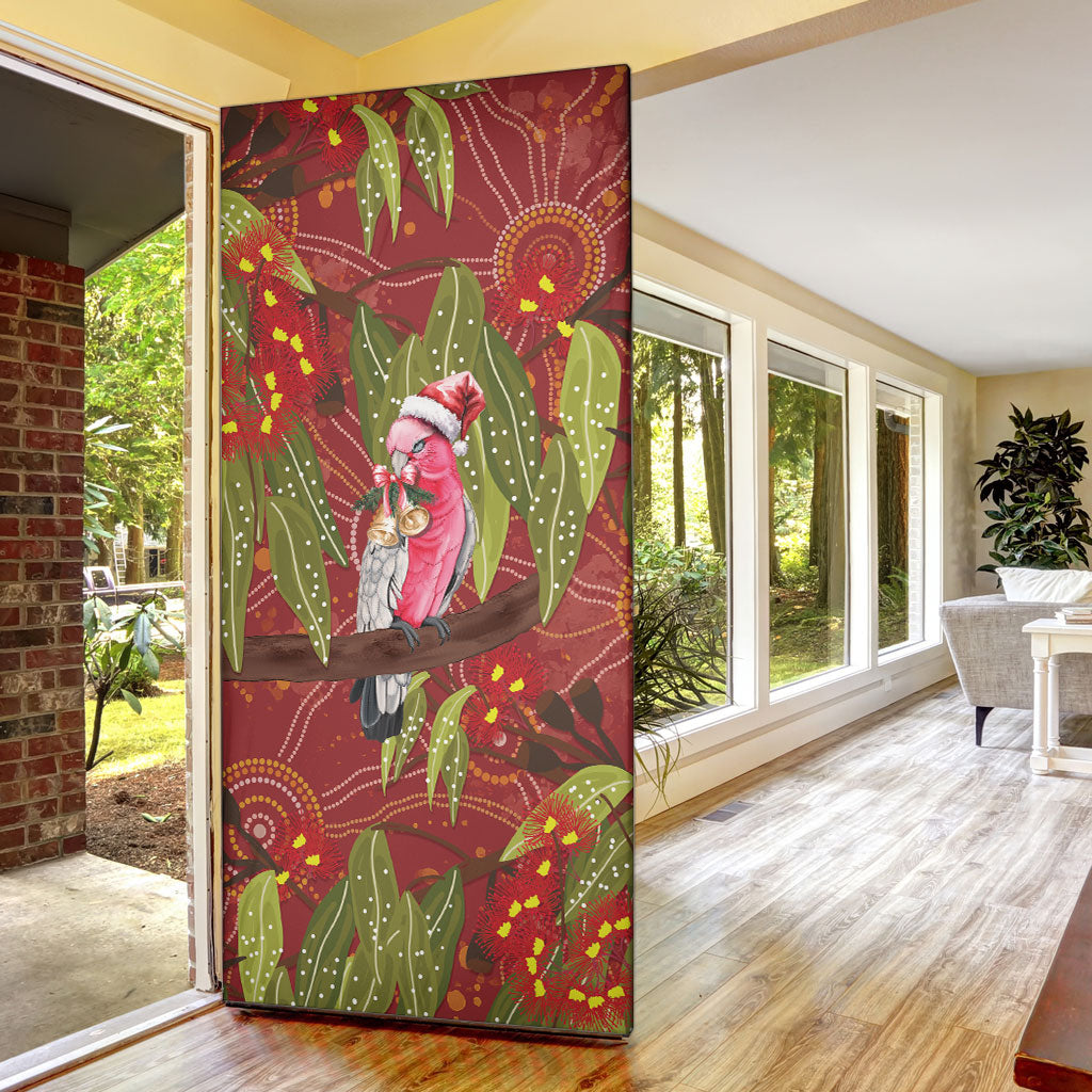 Australia Christmas Indigenous Door Cover Galah Bird on Eucalyptus