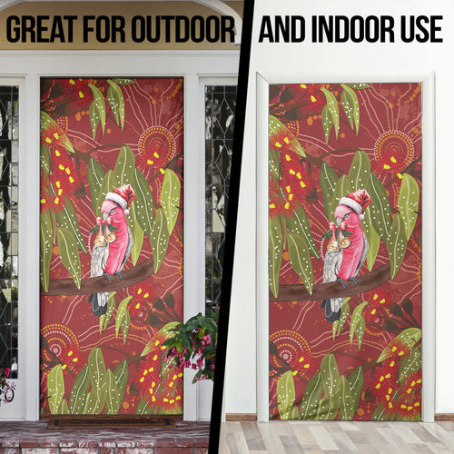 Australia Christmas Indigenous Door Cover Galah Bird on Eucalyptus