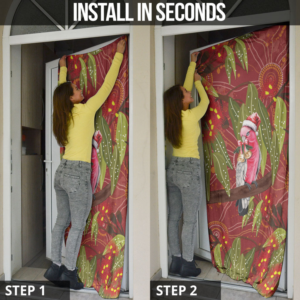 Australia Christmas Indigenous Door Cover Galah Bird on Eucalyptus