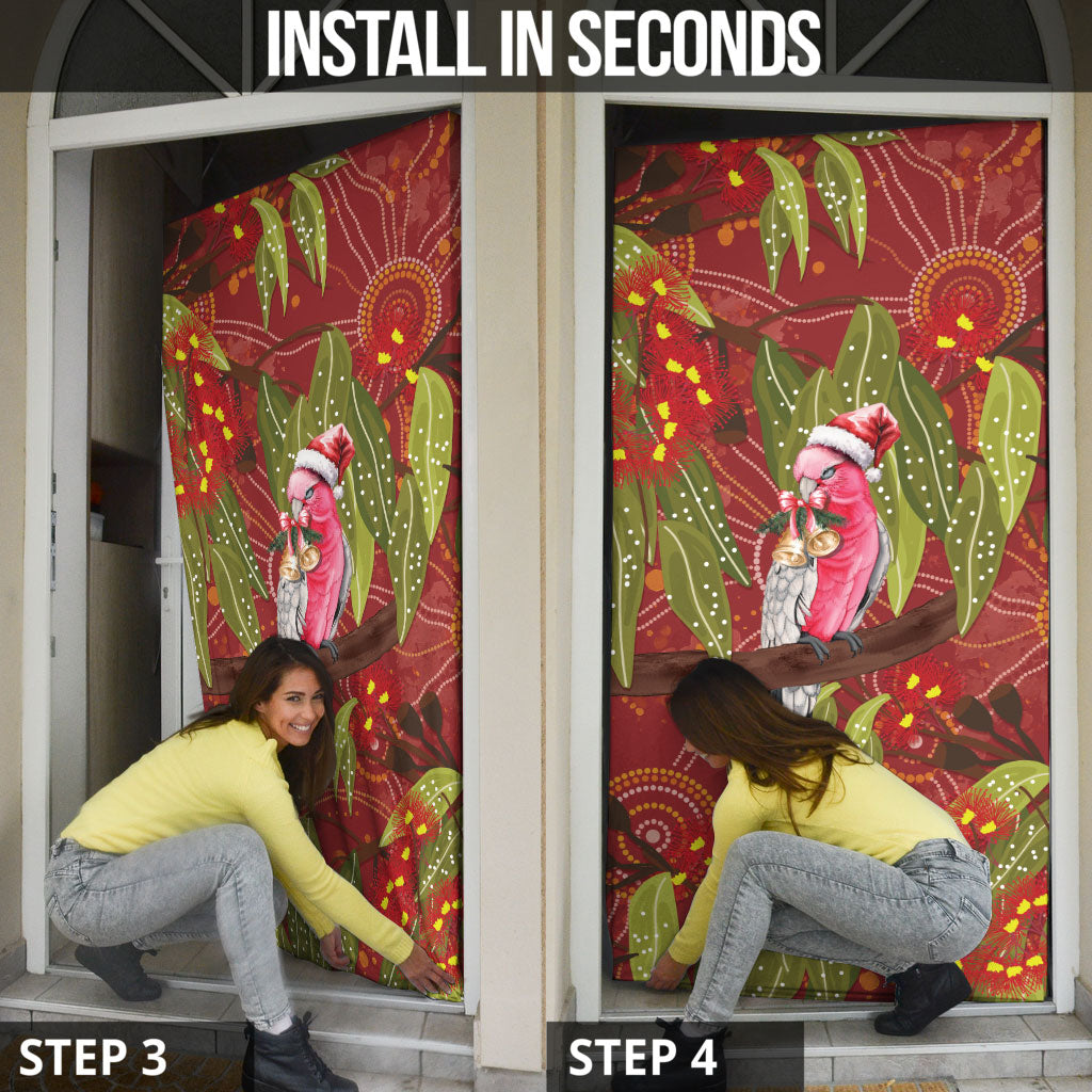 Australia Christmas Indigenous Door Cover Galah Bird on Eucalyptus