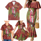 Australia Christmas Indigenous Family Matching Mermaid Dress and Hawaiian Shirt Galah Bird on Eucalyptus