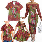 Australia Christmas Indigenous Family Matching Off The Shoulder Long Sleeve Dress and Hawaiian Shirt Galah Bird on Eucalyptus