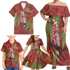 Australia Christmas Indigenous Family Matching Off Shoulder Maxi Dress and Hawaiian Shirt Galah Bird on Eucalyptus
