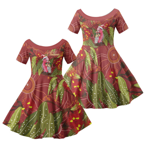 Australia Christmas Indigenous Family Matching Puletasi and Hawaiian Shirt Galah Bird on Eucalyptus
