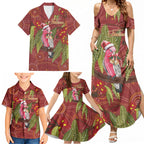 Australia Christmas Indigenous Family Matching Summer Maxi Dress and Hawaiian Shirt Galah Bird on Eucalyptus