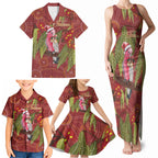 Australia Christmas Indigenous Family Matching Tank Maxi Dress and Hawaiian Shirt Galah Bird on Eucalyptus