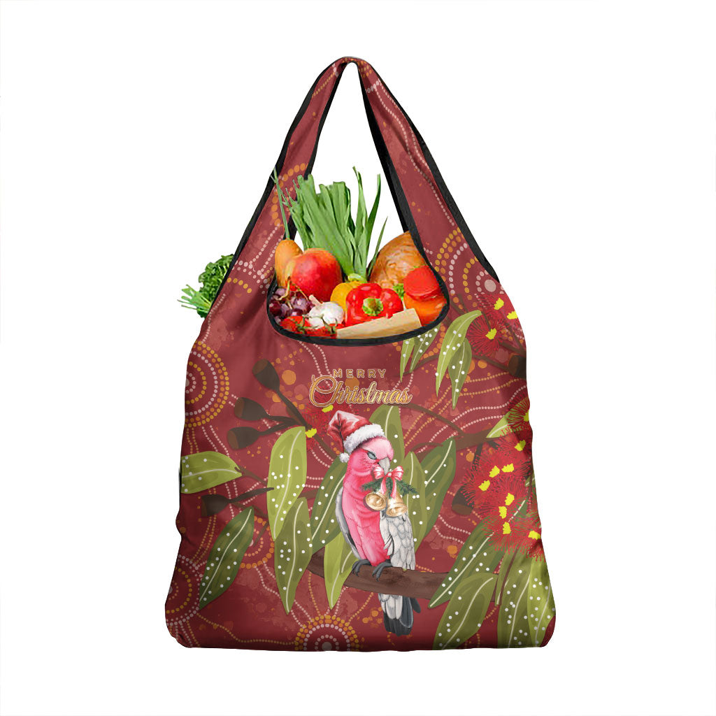 Australia Christmas Indigenous Grocery Bag Galah Bird on Eucalyptus