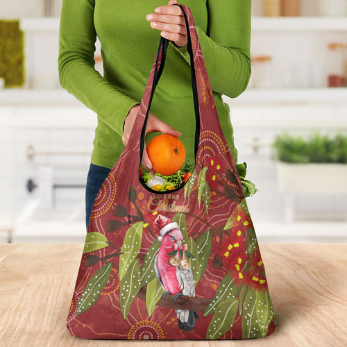 Australia Christmas Indigenous Grocery Bag Galah Bird on Eucalyptus