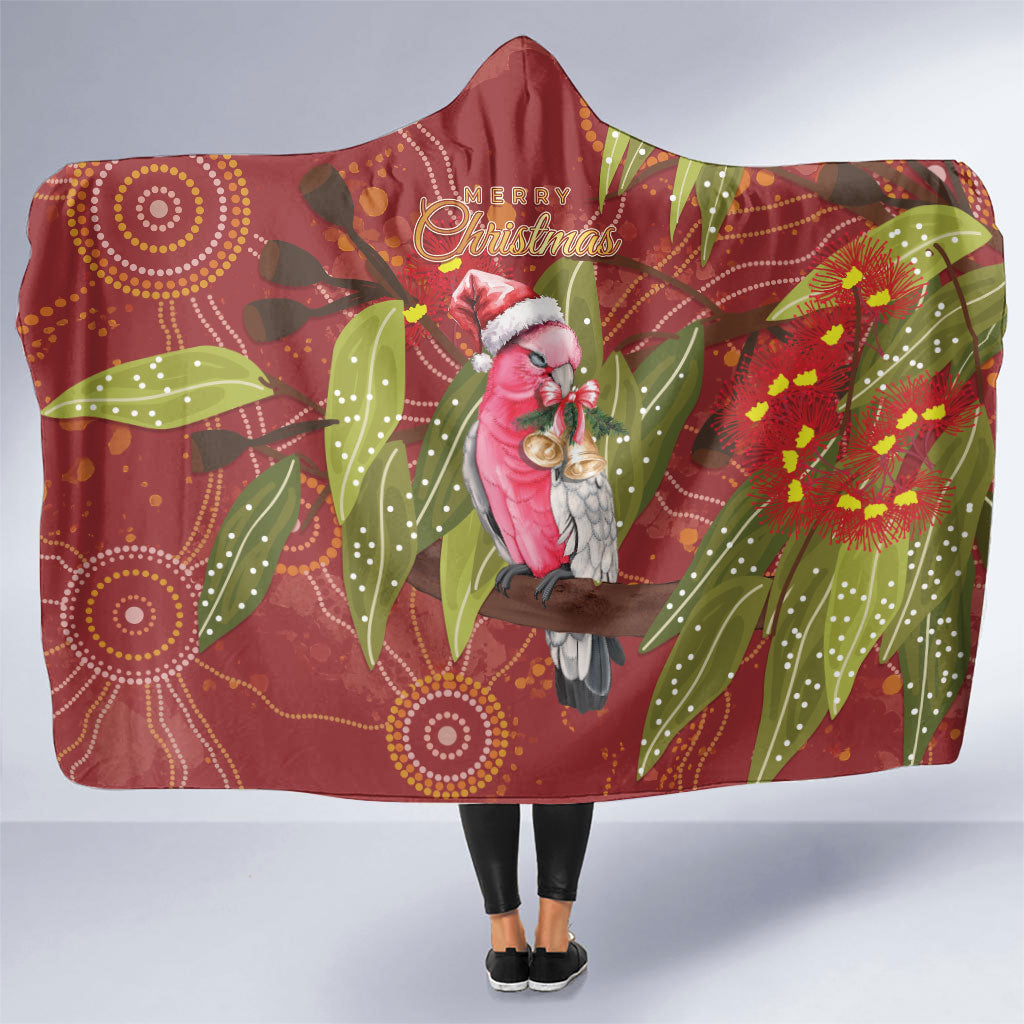 Australia Christmas Indigenous Hooded Blanket Galah Bird on Eucalyptus