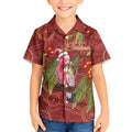 Australia Christmas Indigenous Kid Hawaiian Shirt Galah Bird on Eucalyptus