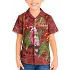 Australia Christmas Indigenous Kid Hawaiian Shirt Galah Bird on Eucalyptus