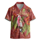 Australia Christmas Indigenous Kid Hawaiian Shirt Galah Bird on Eucalyptus