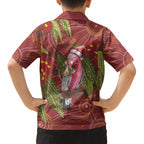 Australia Christmas Indigenous Kid Hawaiian Shirt Galah Bird on Eucalyptus