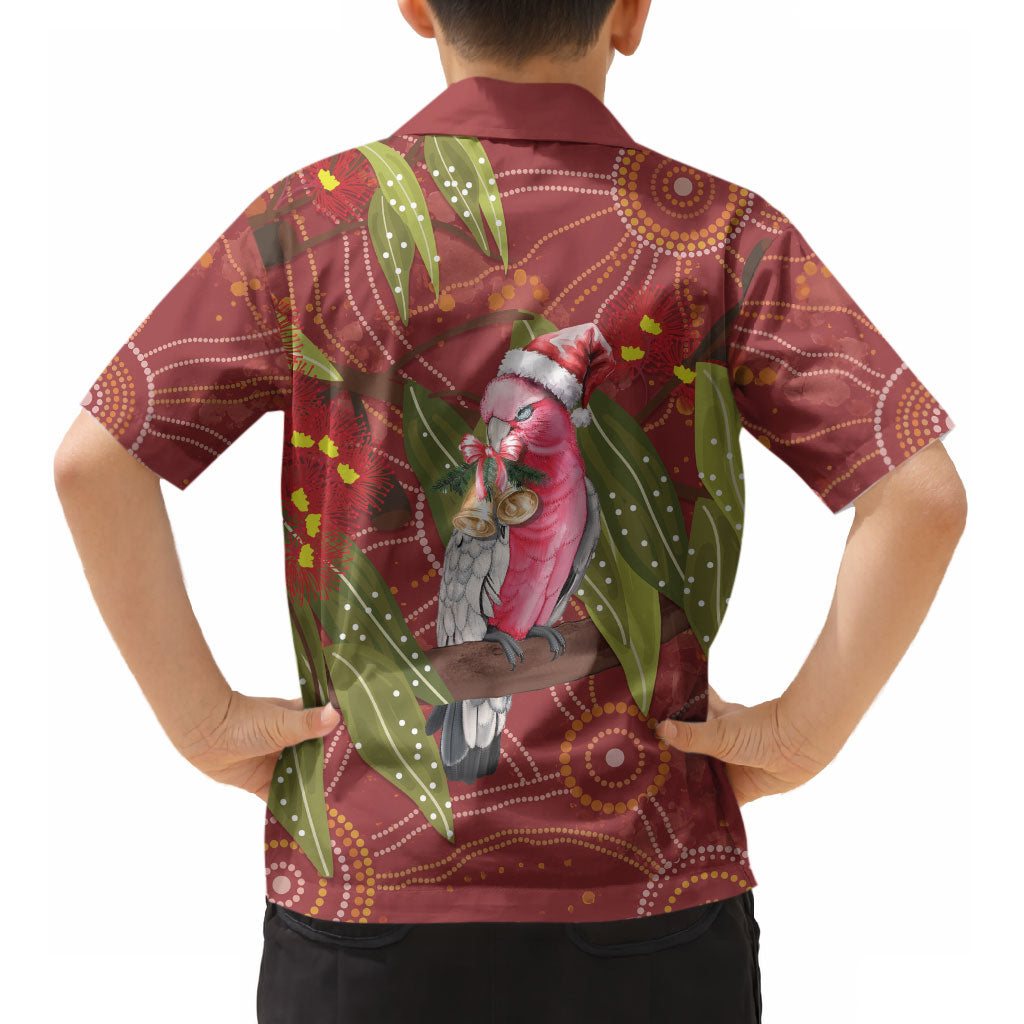 Australia Christmas Indigenous Kid Hawaiian Shirt Galah Bird on Eucalyptus