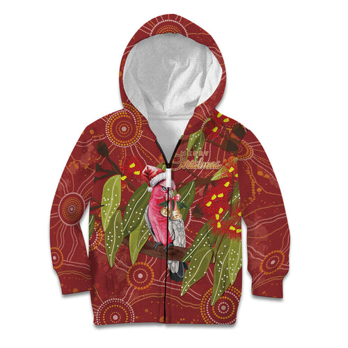 Australia Christmas Indigenous Kid Hoodie Galah Bird on Eucalyptus