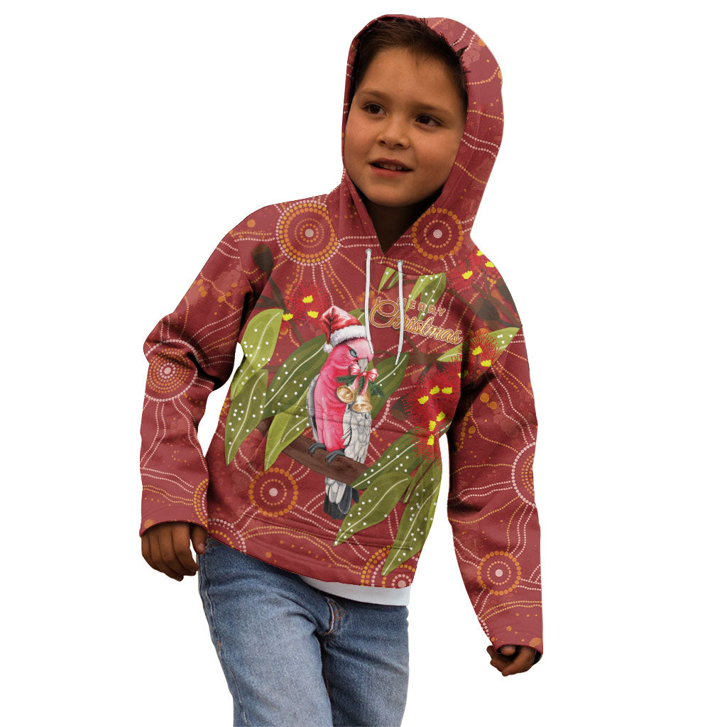 Australia Christmas Indigenous Kid Hoodie Galah Bird on Eucalyptus