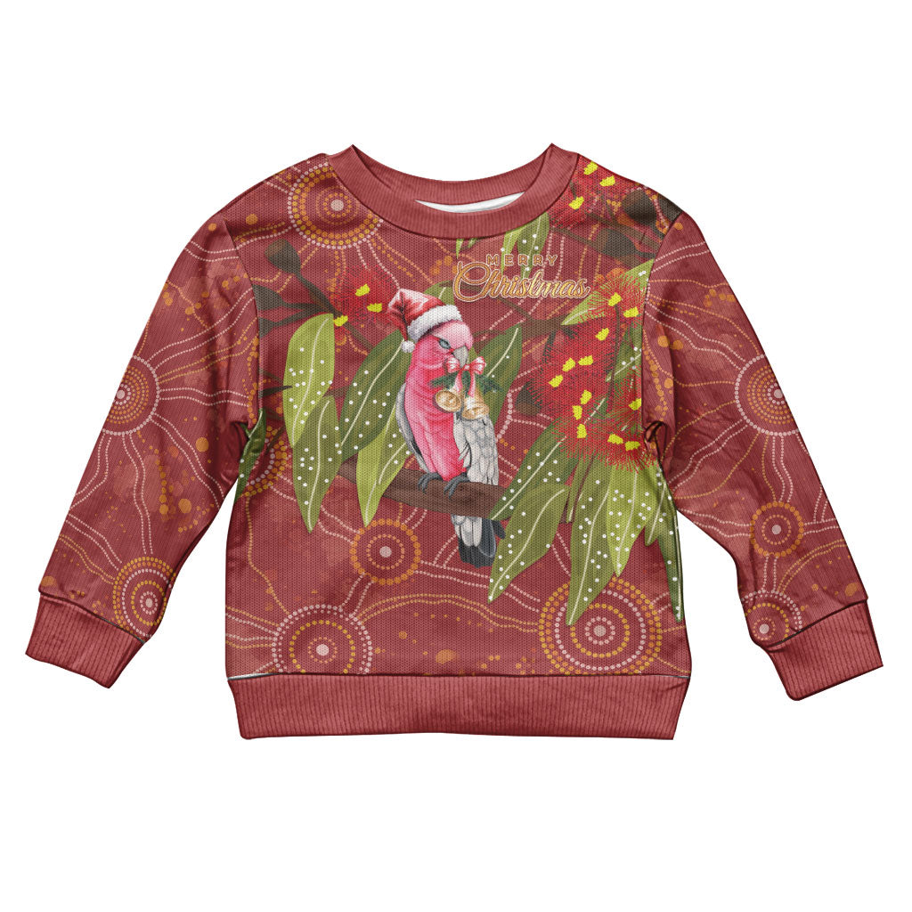 Australia Christmas Indigenous Kid Ugly Christmas Sweater Galah Bird on Eucalyptus