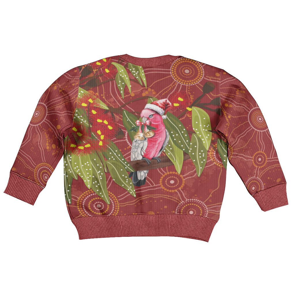 Australia Christmas Indigenous Kid Ugly Christmas Sweater Galah Bird on Eucalyptus