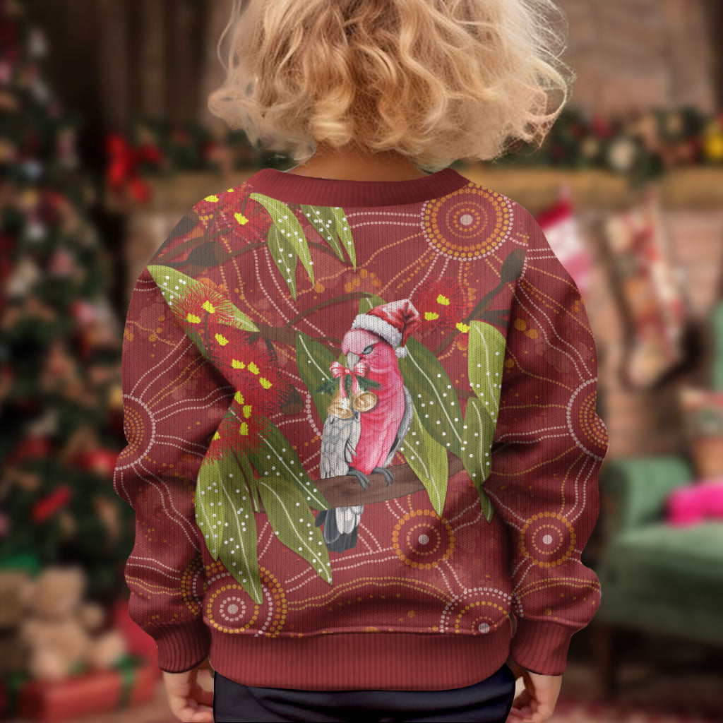 Australia Christmas Indigenous Kid Ugly Christmas Sweater Galah Bird on Eucalyptus