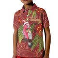 Australia Christmas Indigenous Kid Polo Shirt Galah Bird on Eucalyptus