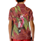 Australia Christmas Indigenous Kid Polo Shirt Galah Bird on Eucalyptus