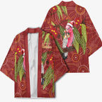Australia Christmas Indigenous Kimono Galah Bird on Eucalyptus